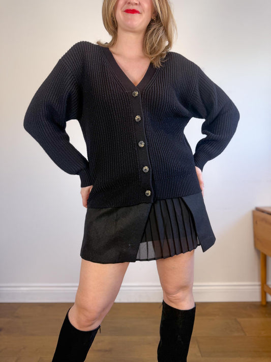 Wilfred "Storybook Merino Wool Cardigan in Black" (Size S/M)