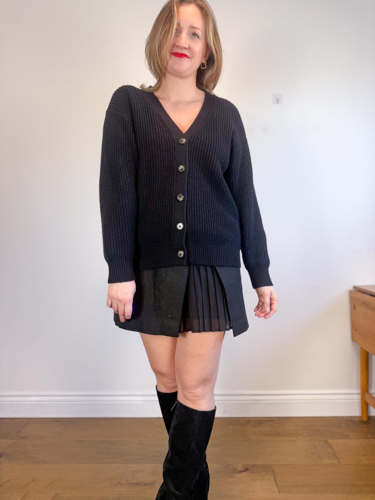 Wilfred "Storybook Merino Wool Cardigan in Black" (Size S/M)