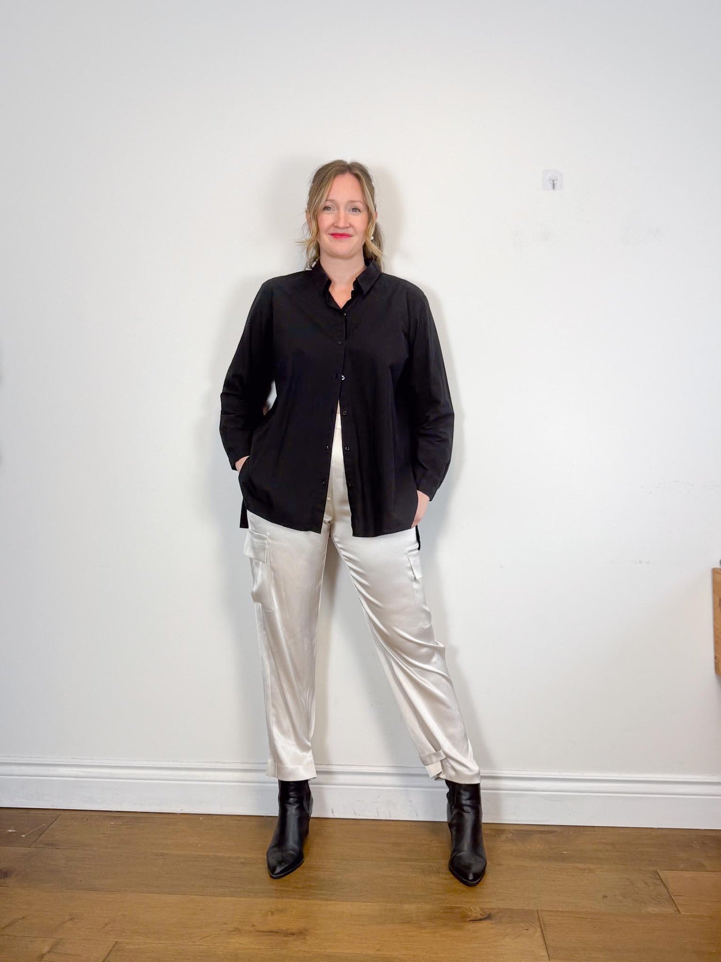 Eileen Fisher Organic Cotton Blouse in Black (Size L)