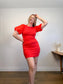Gap Red Mini Dress with Puff Sleeves NWT (Size M)