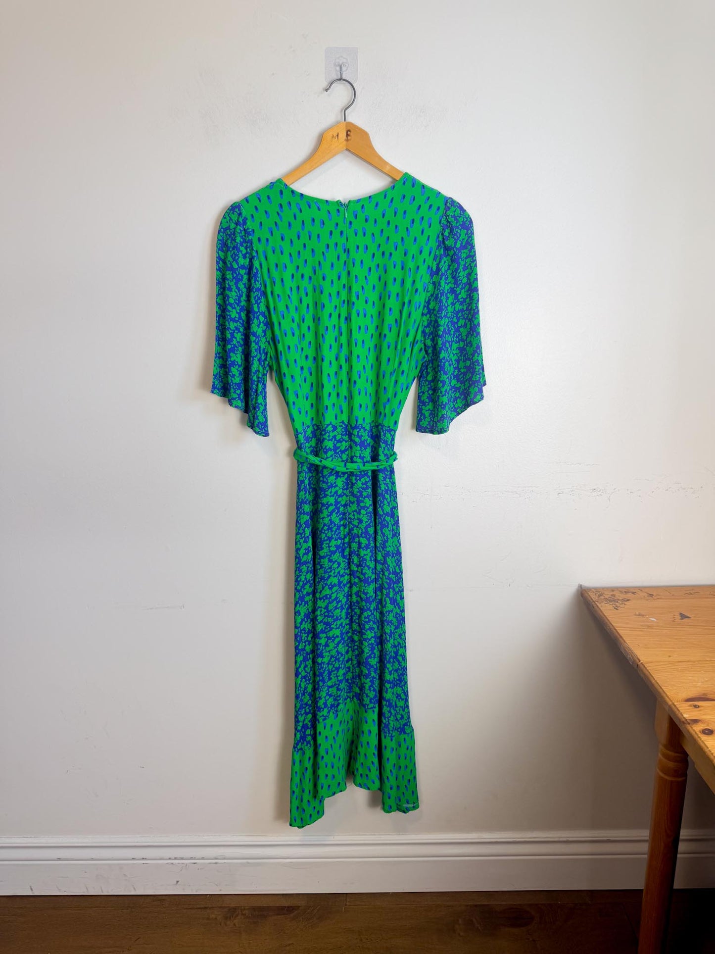 GUSTO Mixed Print Dress in Green/Blue (Size S/M)