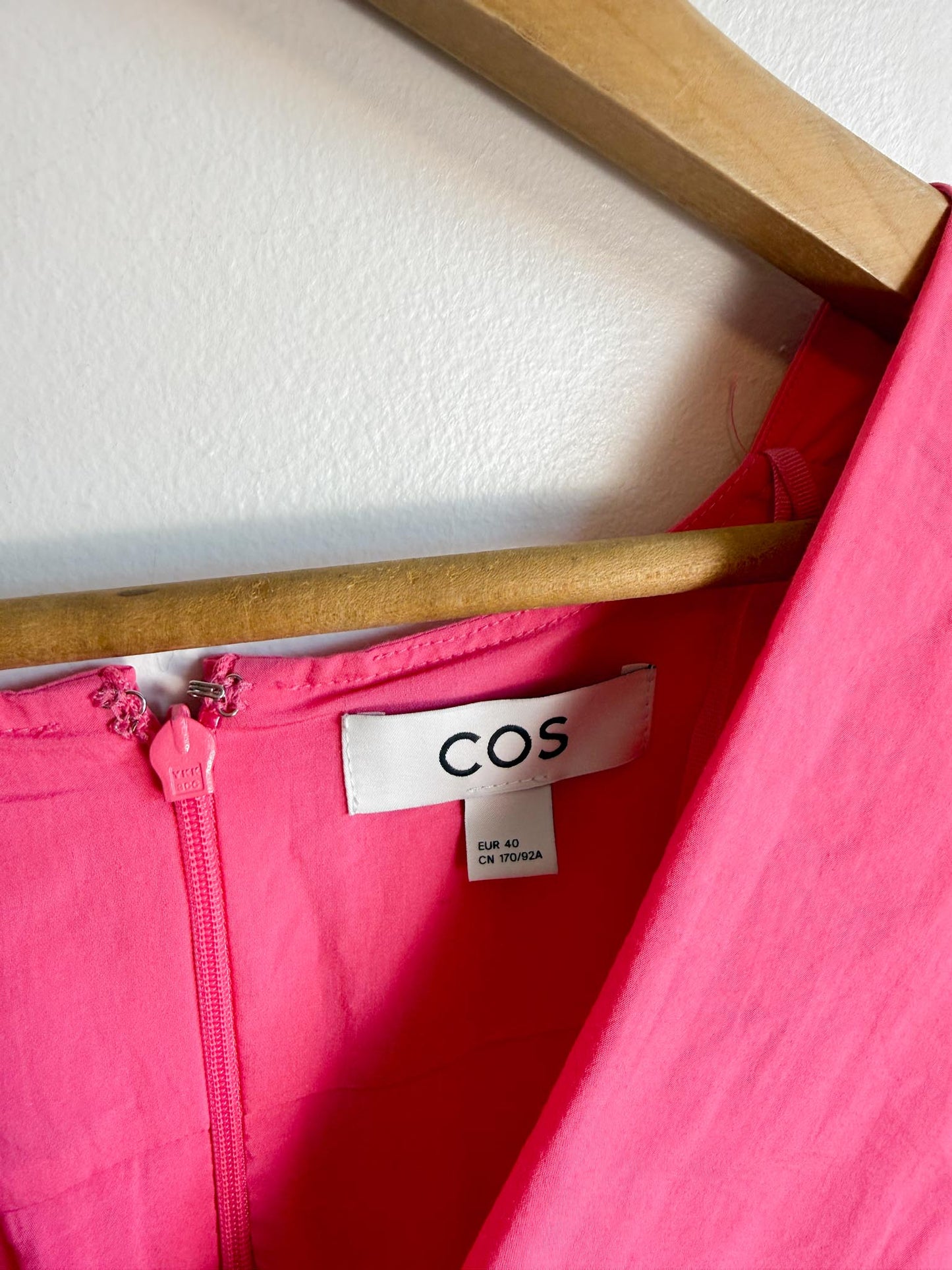 COS Puff Sleeve Midi Dress in Hot Pink (Size M/L)