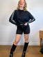 360 Sweater "Essie Sweater in Black with Arm Stripe" (Size XS-M