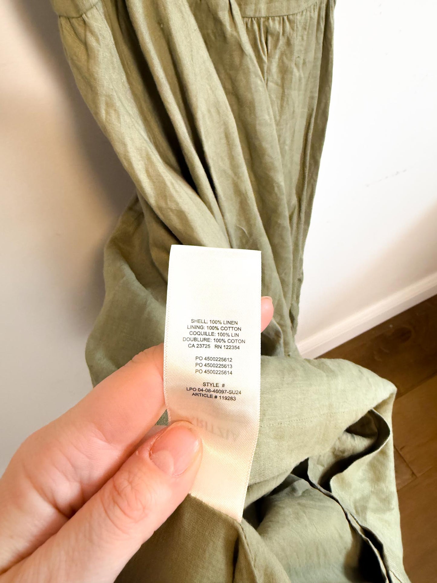 Wilfred "Ascot Linen Dress in Sage Green" (Size 12)
