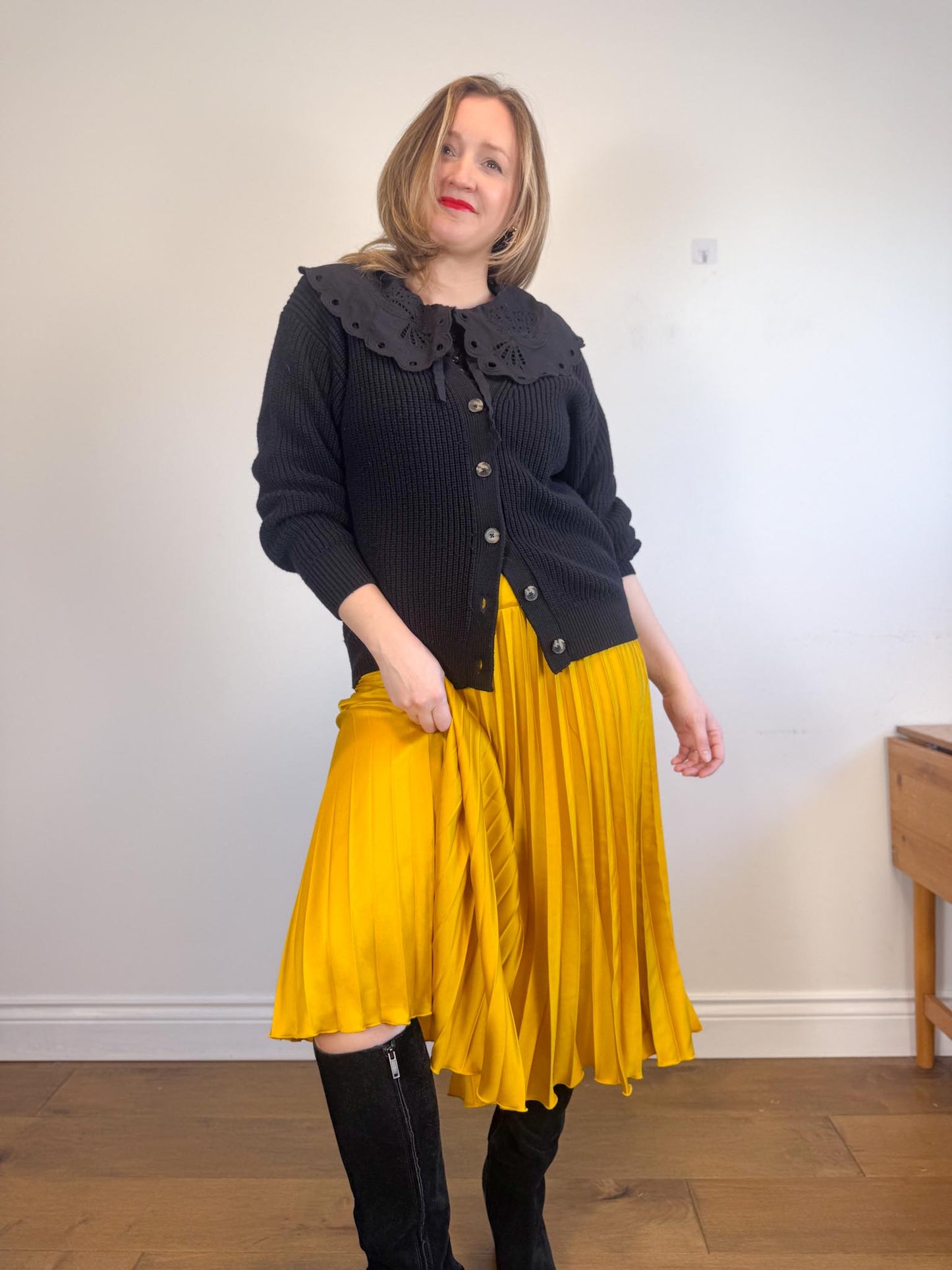 BAILEY /44 Peter Pan Collar Eyelet Blouse in Black (Size S/M)