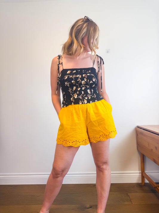 Saltwater Luxe Floral Pleated Cami Top (Size M)