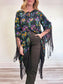 SPELL Slow Fashion Floral Wide Arm Blouse with Fringe (Size L/XL)