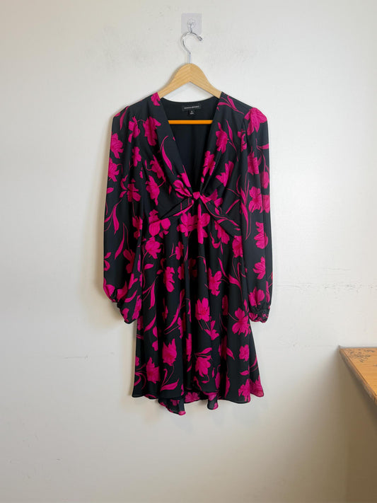 Banana Republic Floral Mini Dress in Black/Pink (Size M)