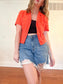 Vintage Orange Linen Blouse (Size S)