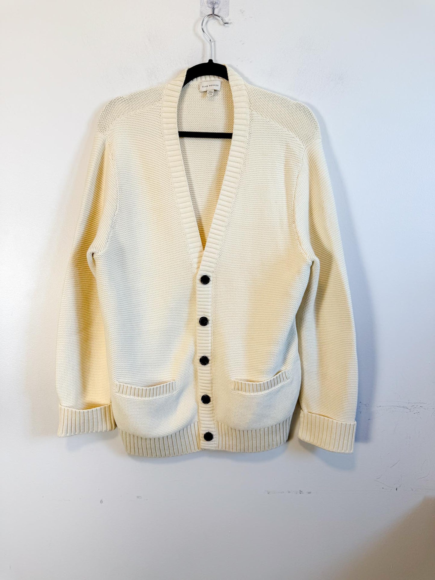 Club Monaco Cotton Cardigan in Off White (Size L)