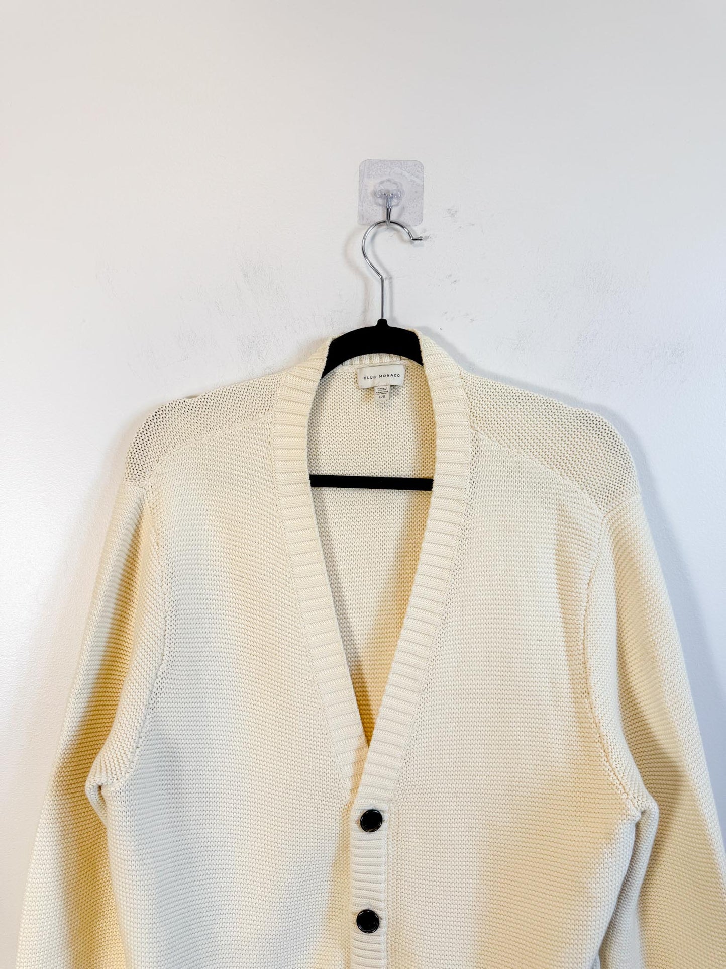 Club Monaco Cotton Cardigan in Off White (Size L)