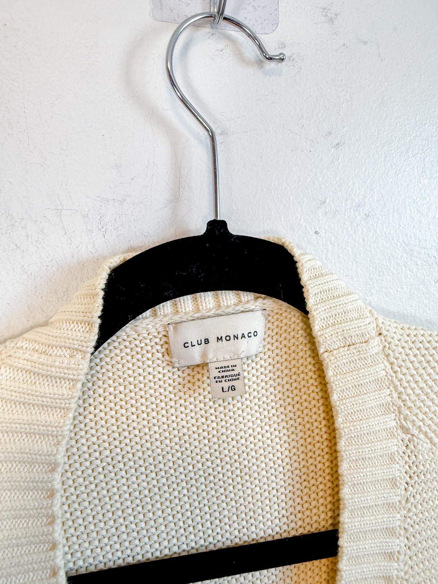 Club Monaco Cotton Cardigan in Off White (Size L)