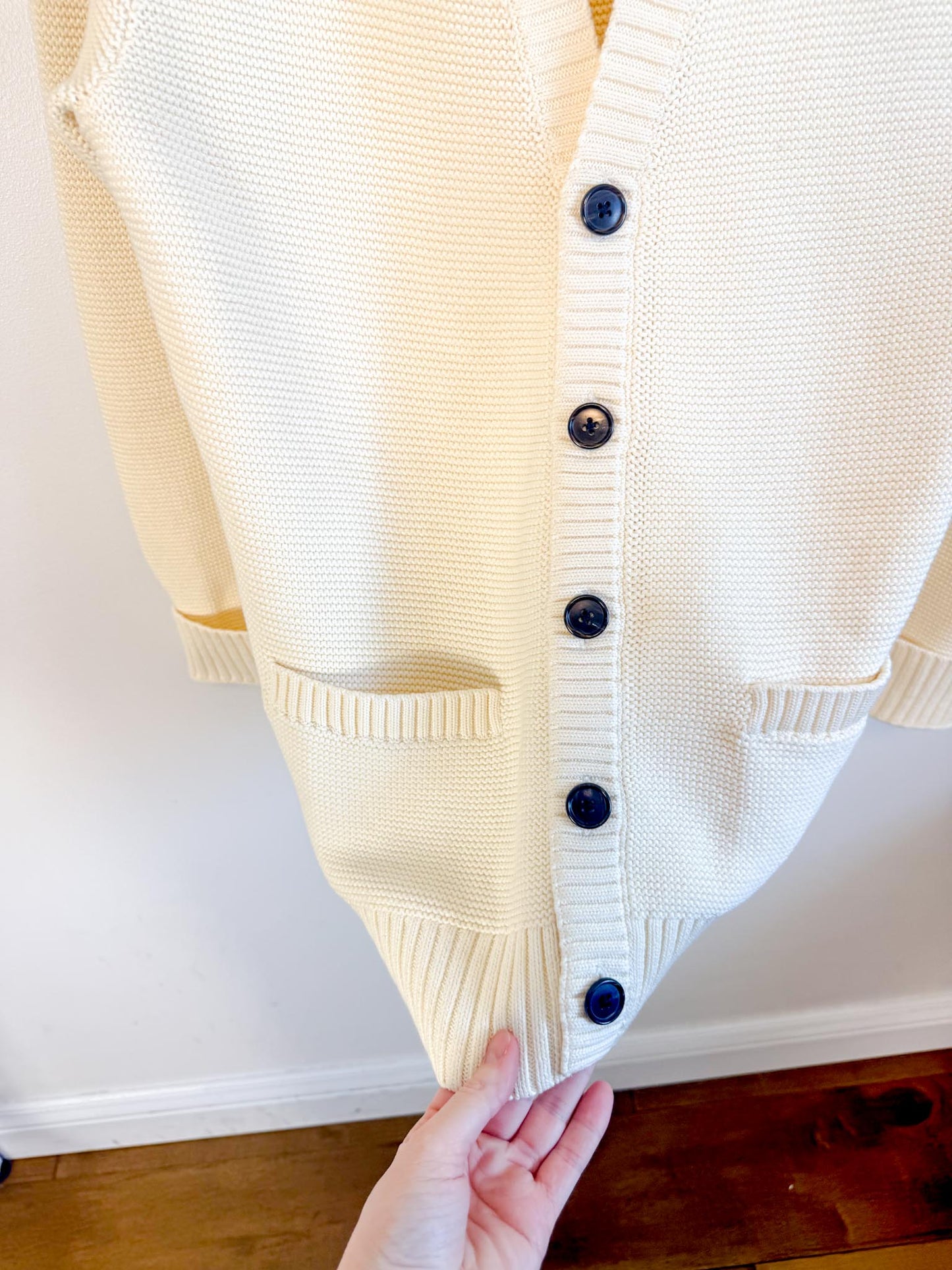 Club Monaco Cotton Cardigan in Off White (Size L)