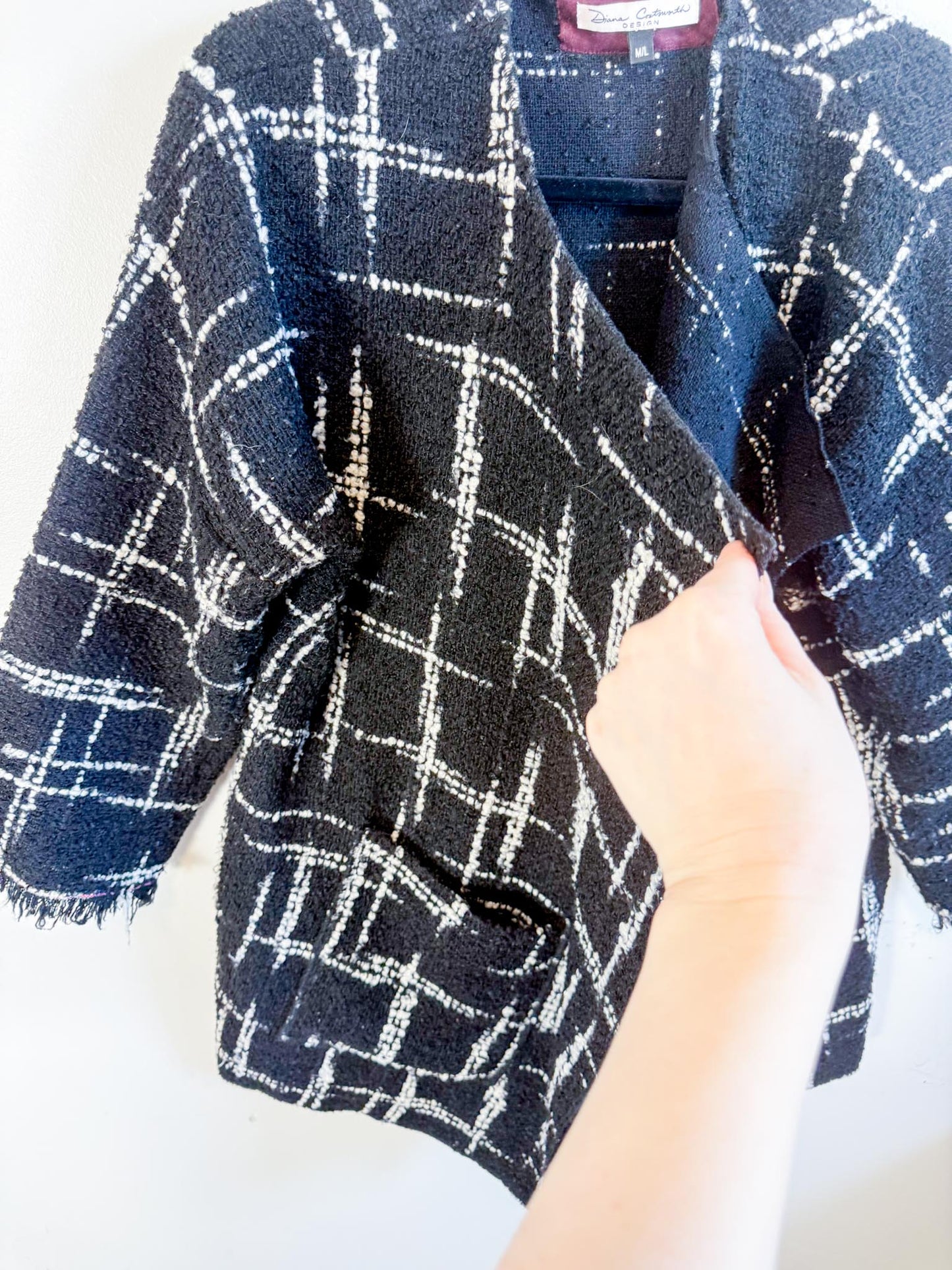 Diana Coatsworth Designs Tweed Jacket in Black/White (Size M/L)
