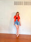 Vintage Orange Linen Blouse (Size S)