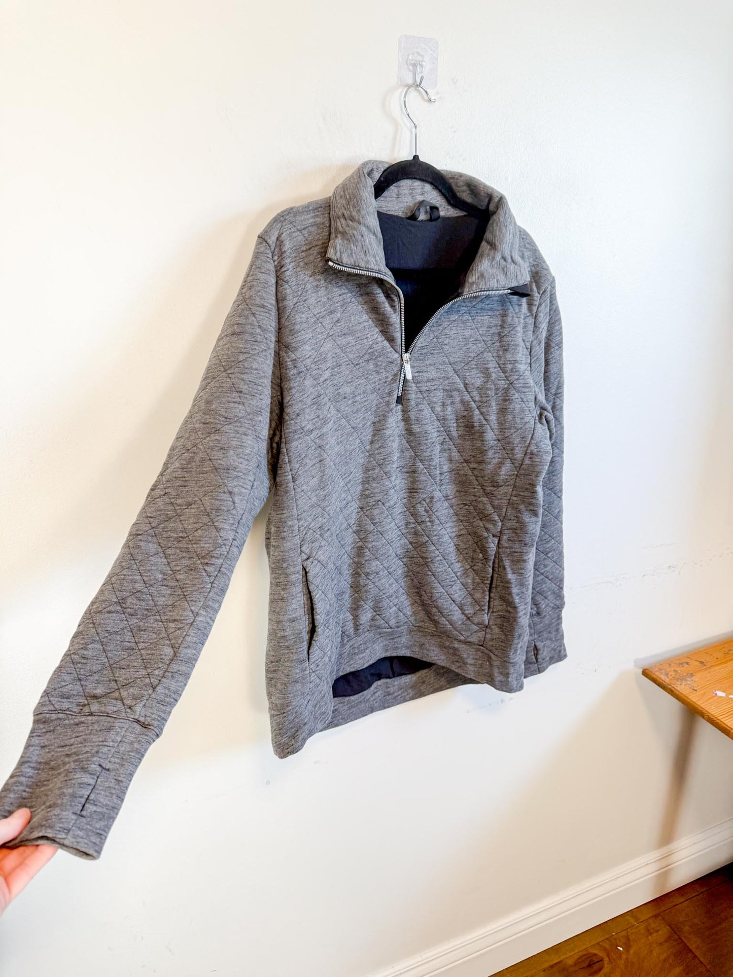 Lululemon "Forever Warm 1/4 Zip Pullover Sweater in Charcoal Grey" Size M/L)