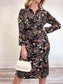 H.O.G Long Sleeve Floral Dress in Black (Size M)