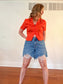 Vintage Orange Linen Blouse (Size S)