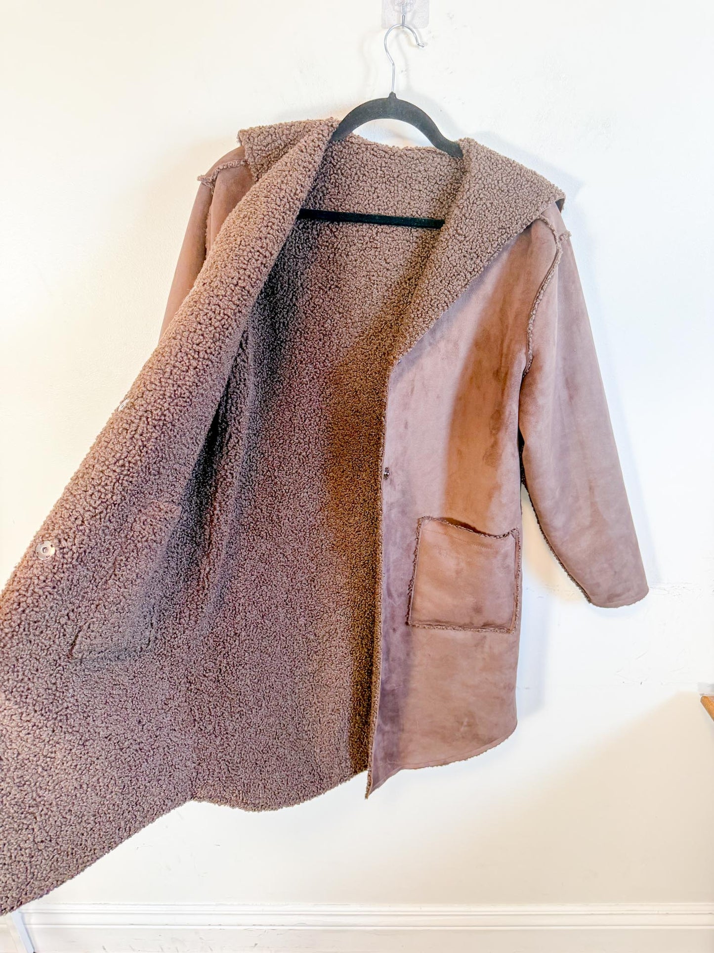 Fransa Reversible Faux Fur Jacket in Brown (Size M/L)