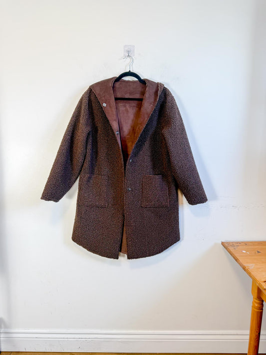 Fransa Reversible Faux Fur Jacket in Brown (Size M/L)