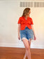 Vintage Orange Linen Blouse (Size S)