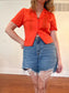 Vintage Orange Linen Blouse (Size S)