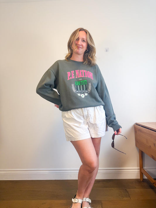 P.E Nation Crewneck in Green/Pink (Size S/M)