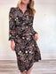 H.O.G Long Sleeve Floral Dress in Black (Size M)