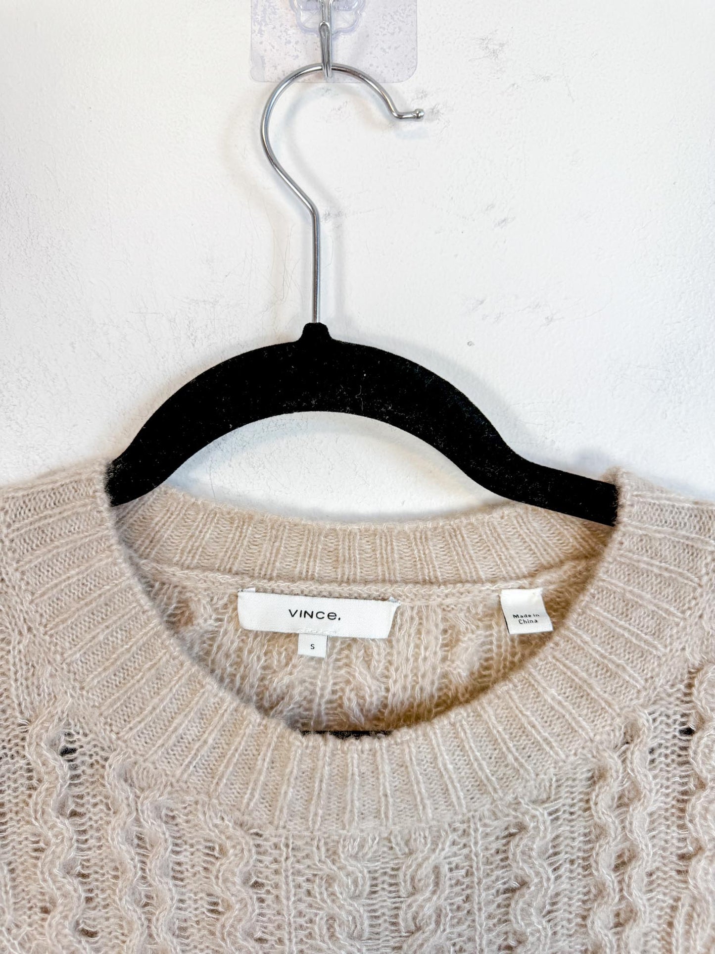 Vince "Variegated Cable Wool & Cashmere Sweater in Grey" (Size S)