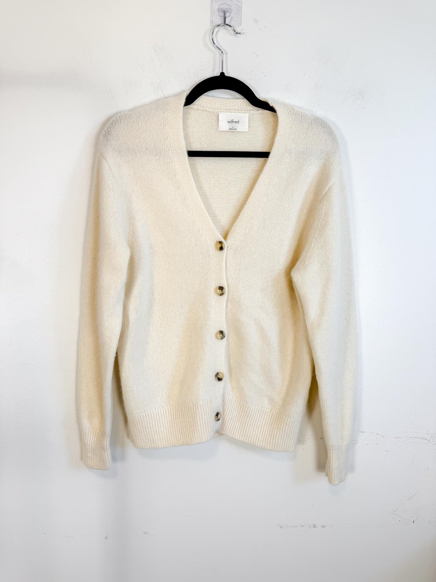 Wilfred Cashmere Cardigan in Whisper White (Size S)