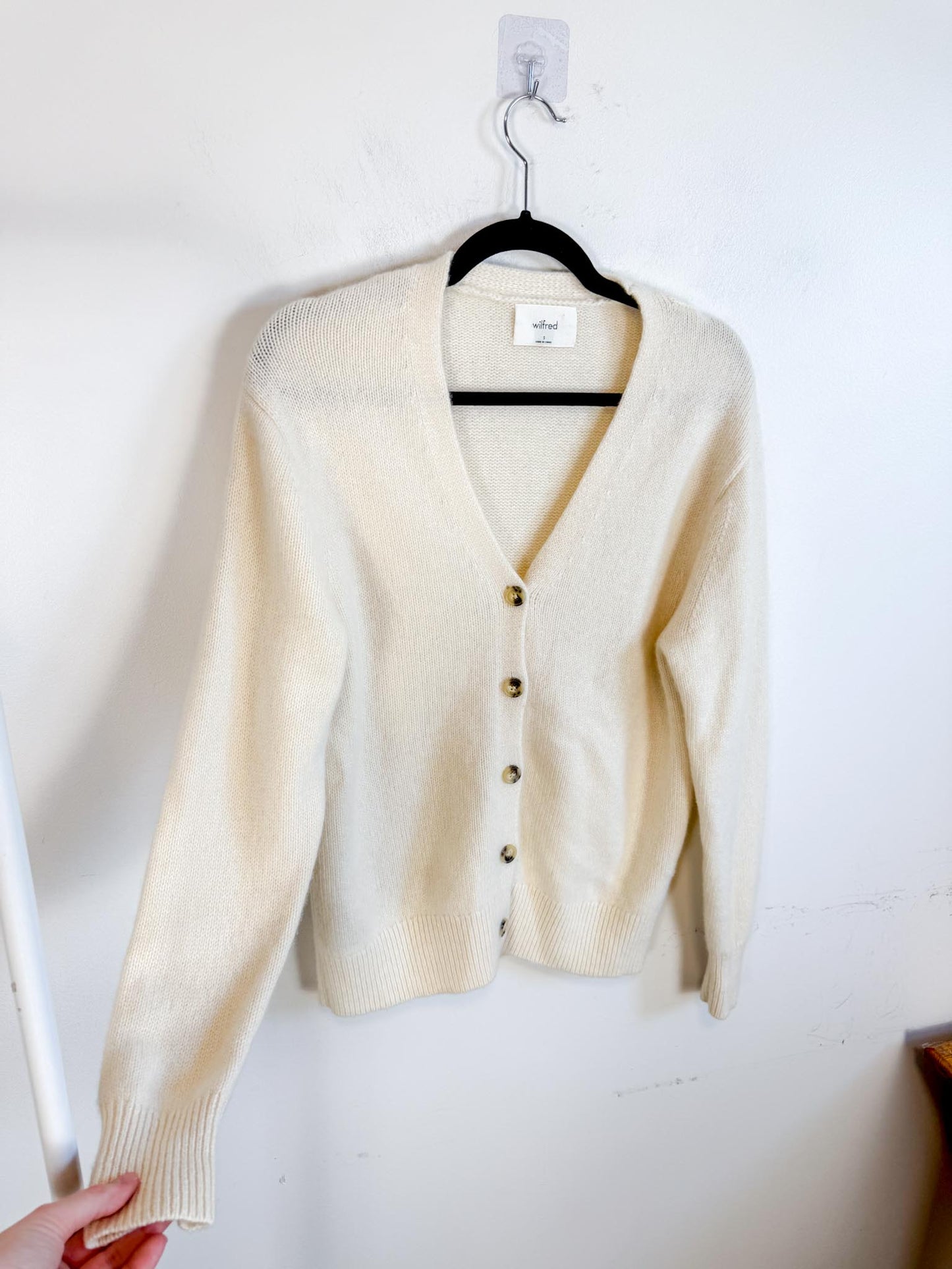 Wilfred Cashmere Cardigan in Whisper White (Size S)