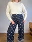Rachel Zoe Embroidered Wide Leg Linen Pants in Black (Size 12)