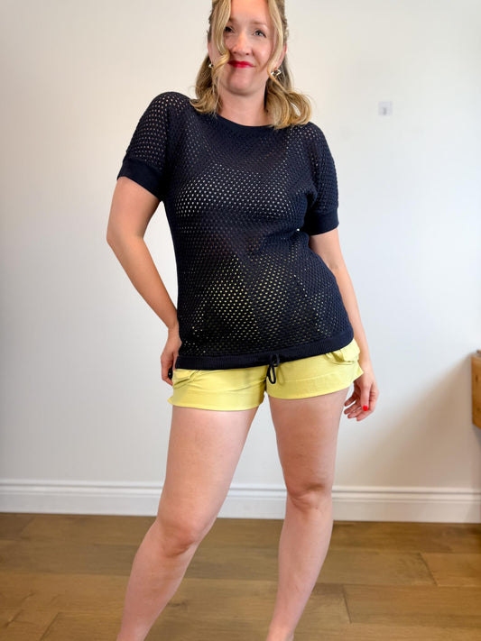 Kit & Ace Crochet Tee in Navy (Size S/M)