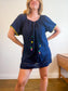 J.Crew "Embroidered Linen Blend Cover Up Tunic Dress in Navy"