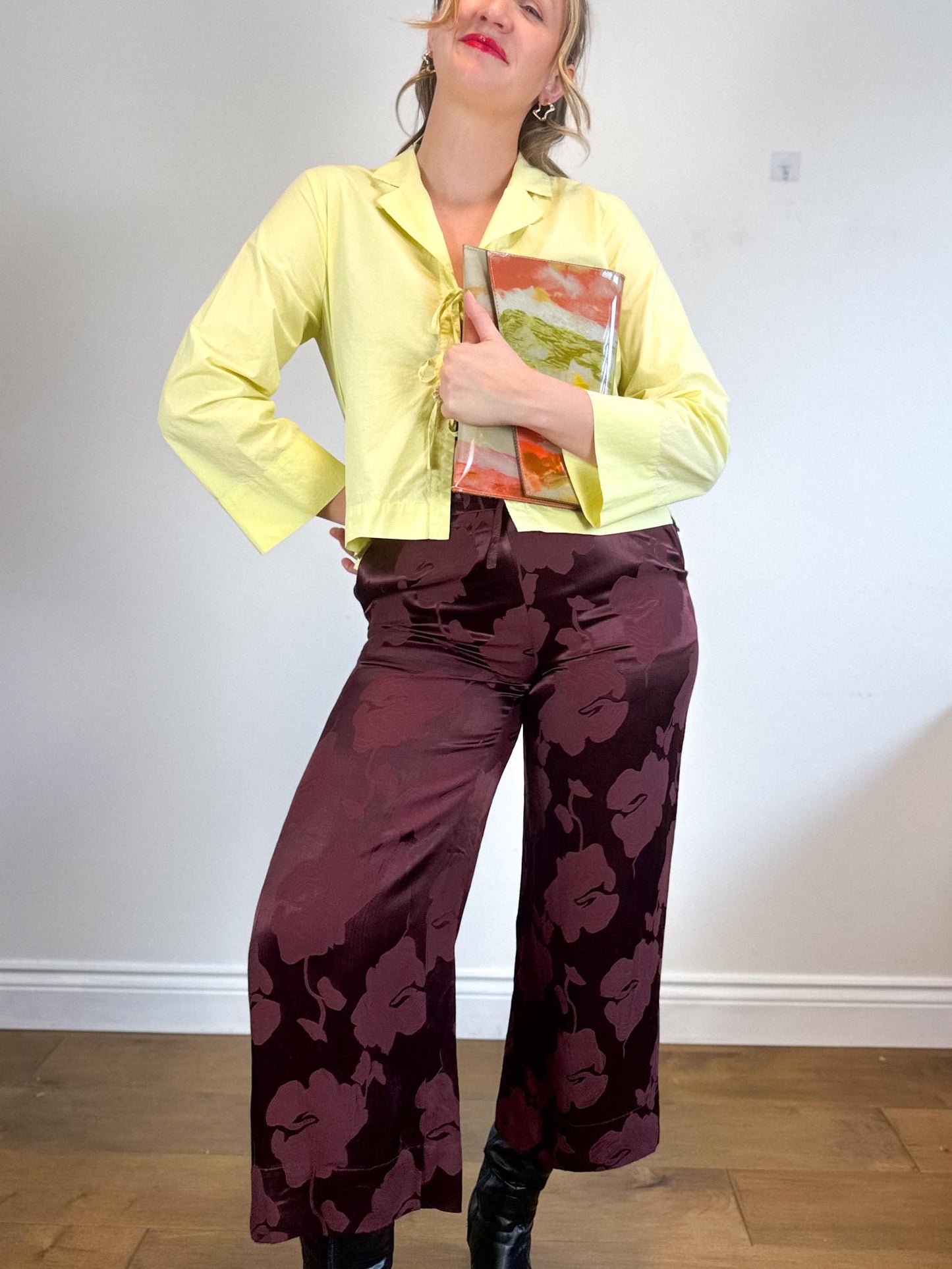 InWear "HelveIW Cropped Shirt in Lime Sorbet" (Size M)