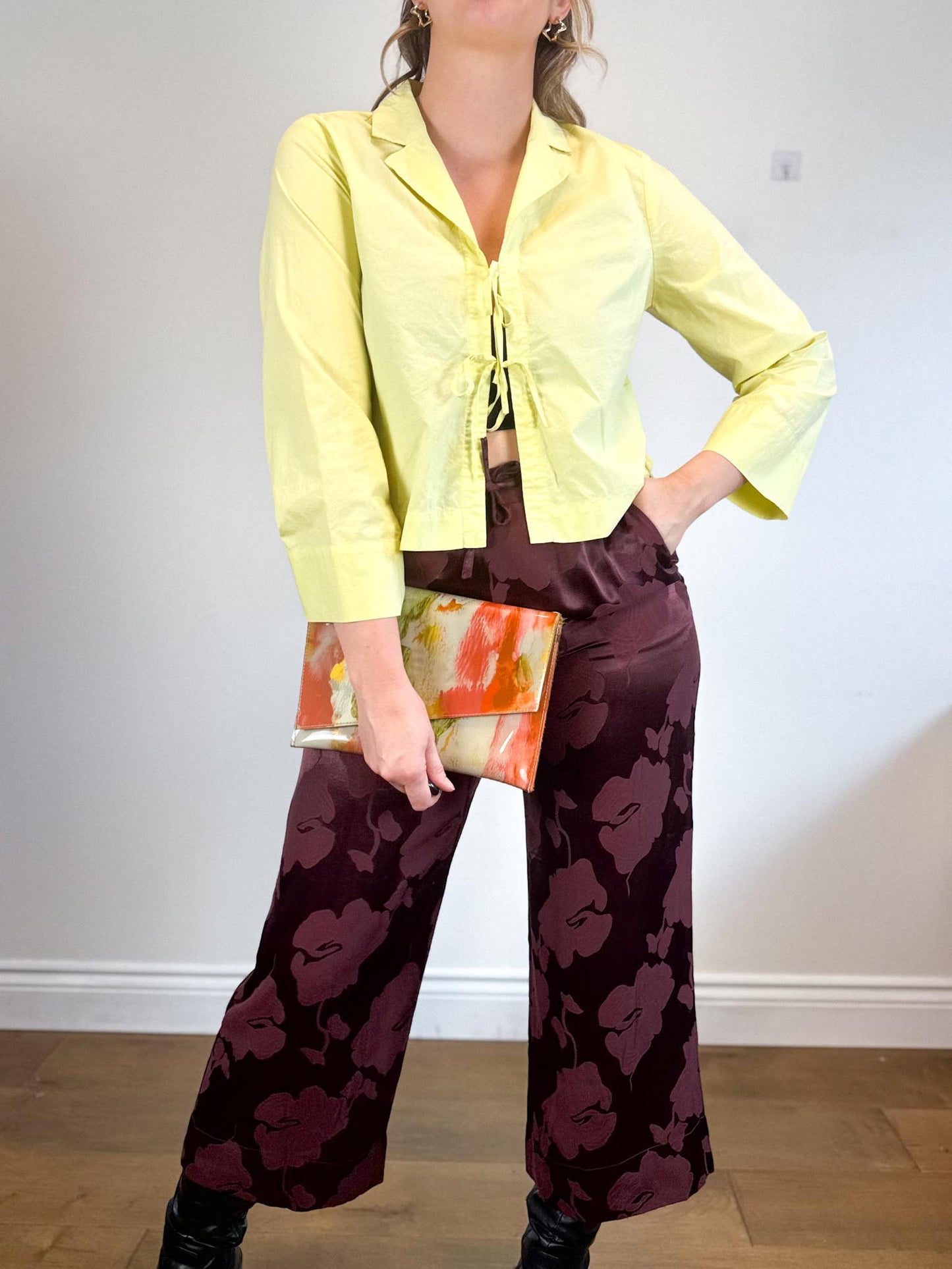 InWear "HelveIW Cropped Shirt in Lime Sorbet" (Size M)