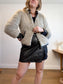 Black Tape Faux Fur Bomber Jacket (Size M)