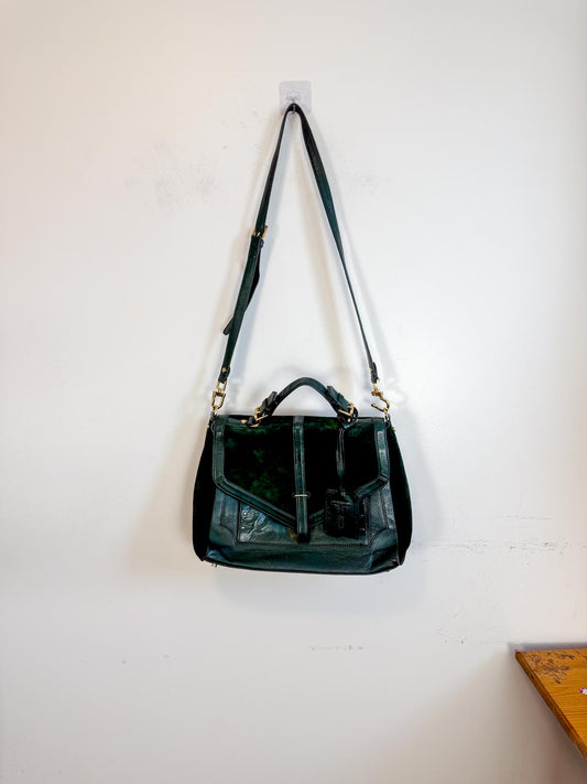 Tory Burch Medium 797 Satchel Purse in Forest Green