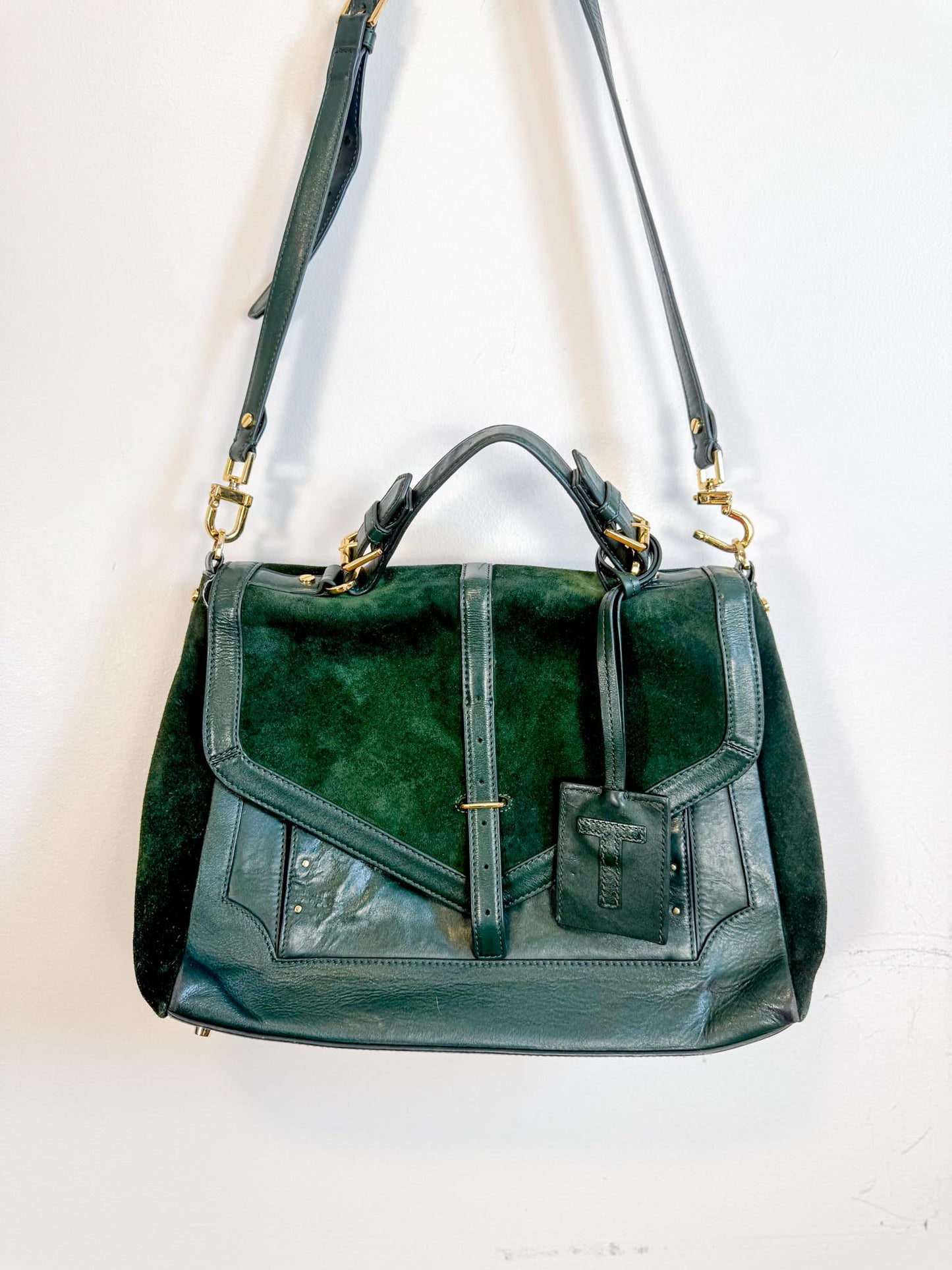 Tory Burch Medium 797 Satchel Purse in Forest Green