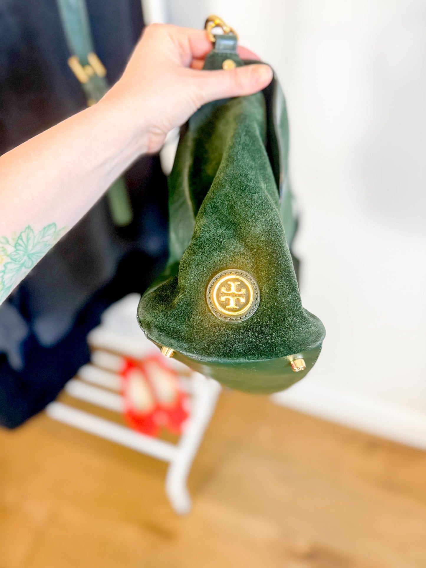 Tory Burch Medium 797 Satchel Purse in Forest Green