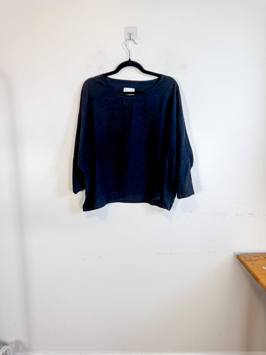 Jamie + The Jones Sustainable "The T Top in Black Raw Silk" (Size M/L)