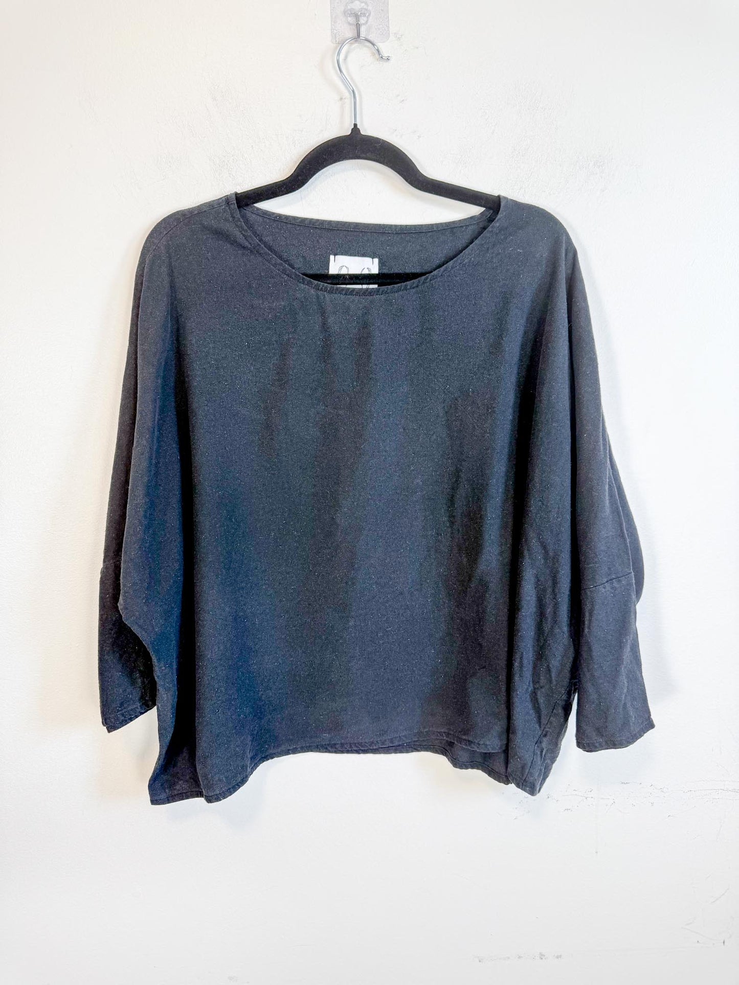 Jamie + The Jones Sustainable  "The T Top in Black Raw Silk" (Size M/L)