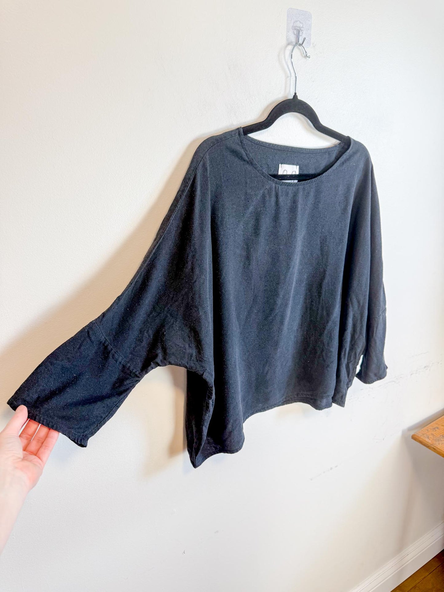 Jamie + The Jones Sustainable  "The T Top in Black Raw Silk" (Size M/L)