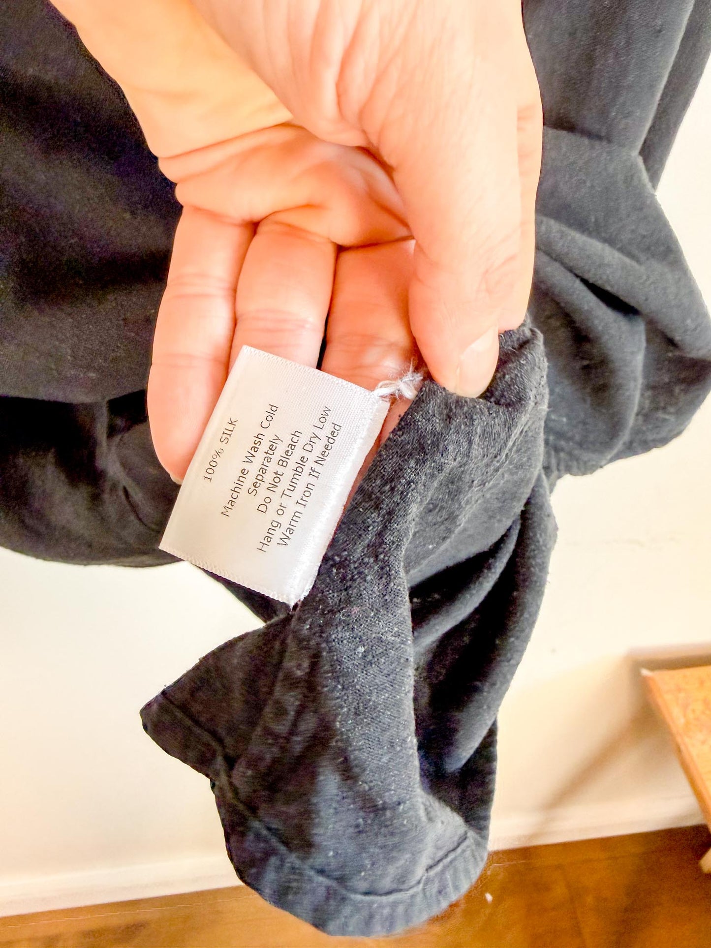 Jamie + The Jones Sustainable  "The T Top in Black Raw Silk" (Size M/L)