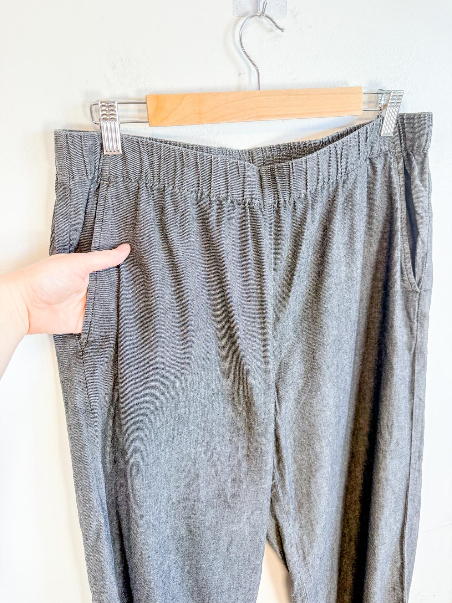 Eileen Fisher Cropped Wide Leg Pants in Grey (Size M)