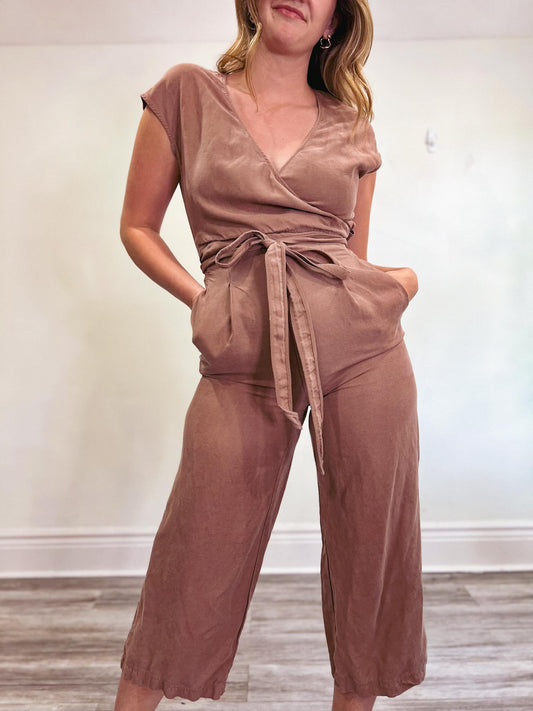 Wilfred "Brax Linen Jumpsuit" in Dusty Rose (Size M)