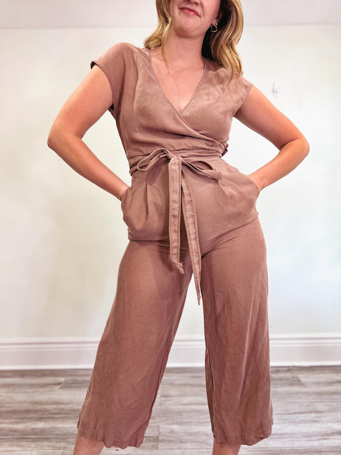 Wilfred "Brax Linen Jumpsuit" in Dusty Rose (Size M)