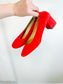 Everlane "The Leather Day Heel in Vibrant Red Suede" (Size 8)