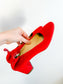 Everlane "The Leather Day Heel in Vibrant Red Suede" (Size 8)