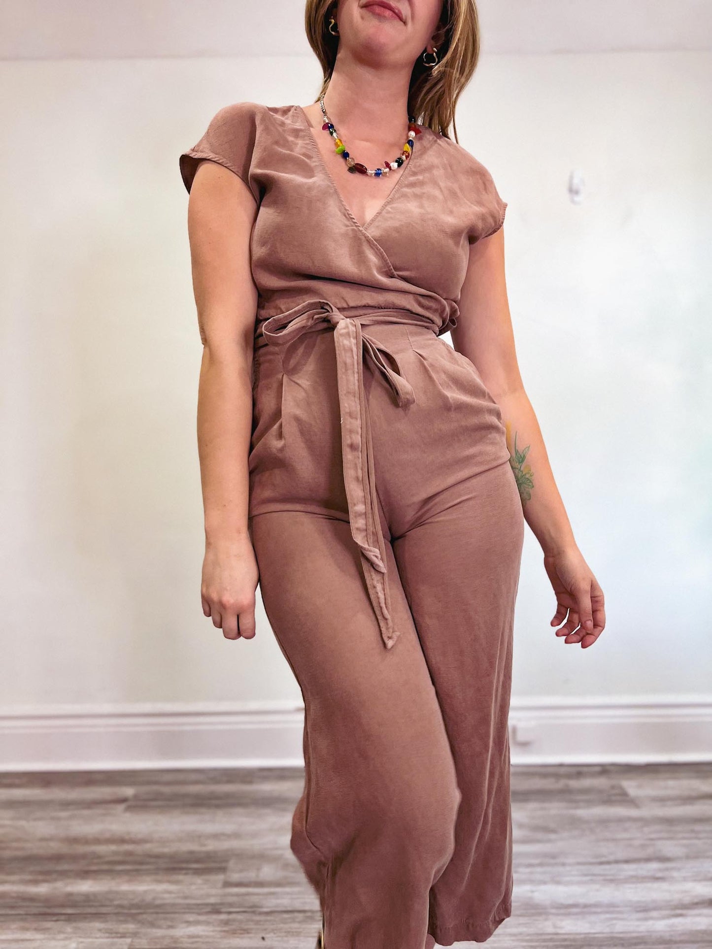 Wilfred "Brax Linen Jumpsuit" in Dusty Rose (Size M)